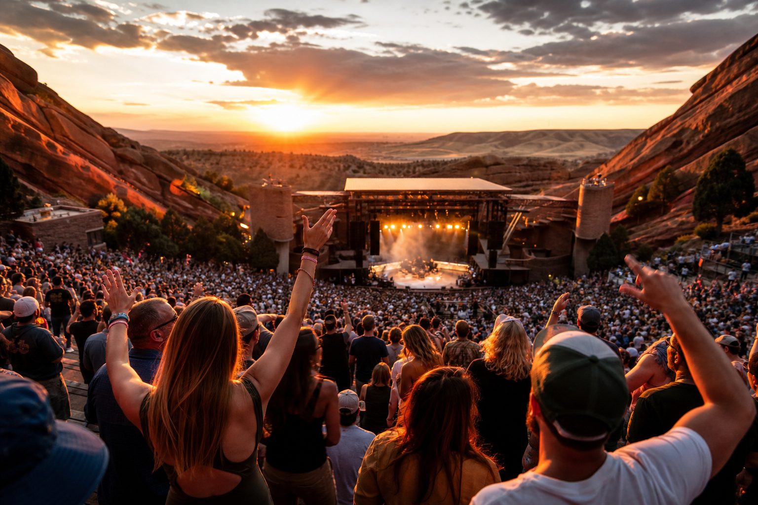 Red Rocks Amphitheatre at sunset