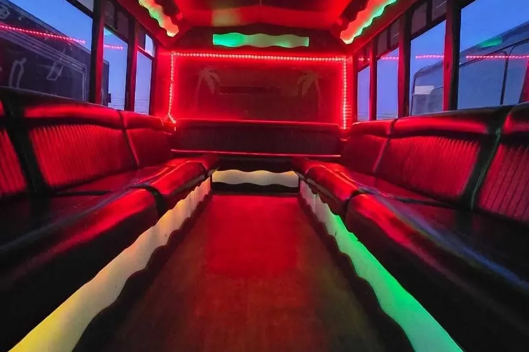 Party bus interior for Red Rocks concert groups
